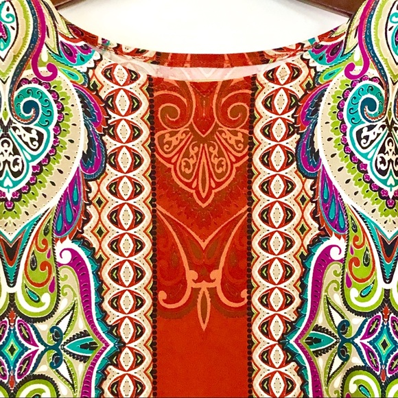 Funky Boho Boxy 3/4 Sleeve Blouse - Picture 2 of 4